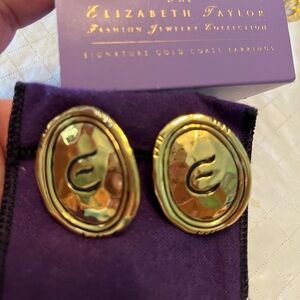 Elizabeth Taylor Fashion Jewelry Collection. 1993 Signature Gold Coast Earrings